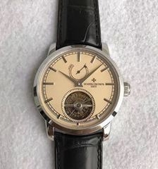 Vacheron Constantin Patrimony Traditionnelle 14-Day Tourbillon 89600 TF Stainless Steel Beige Dial Swiss 2260