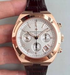 Vacheron Constantin Overseas Chronograph 5500V/000R-B074 JF Rose Gold Silver Dial Swiss 7750