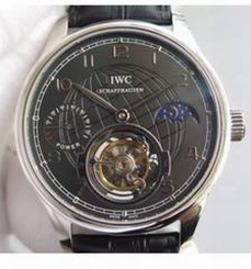 IWC Portuguese Tourbillon Moonphase Power Reserve Stainless Steel Black Dial Swiss IWC Tourbillon