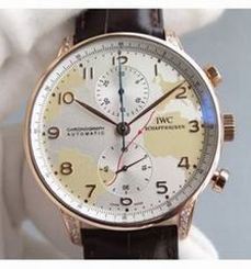 IWC Portuguese Chronograph Rose Gold & Diamonds White Map Dial Swiss 7750