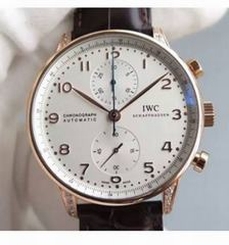 IWC Portuguese Chronograph Rose Gold & Diamonds White Dial Swiss 7750