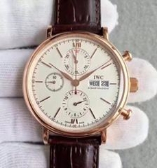 IWC Portofino Chronograph IW391020 N Rose Gold White Dial Swiss 7750