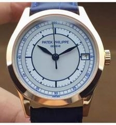 Patek Philippe Calatrava 5296 Rose Gold White & Blue Dial Swiss 324SC
