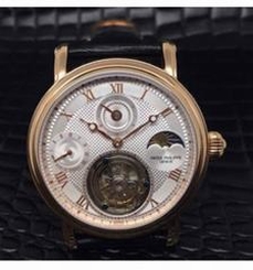 Patek Philippe Tourbillon Moonphase Power Reserve 24K Rose Gold Plated White Dial Swiss Tourbillon