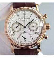 Patek Philippe Calatrava Chronograph Power Reserve Rose Gold White Dial Swiss Lemania