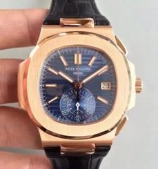 Patek Philippe Nautilus Chronograph 5980R JF Rose Gold Blue Dial Swiss CH28-520C