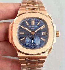 Patek Philippe Nautilus Chronograph 5980R JF Rose Gold Blue Dial Swiss CH28-520C