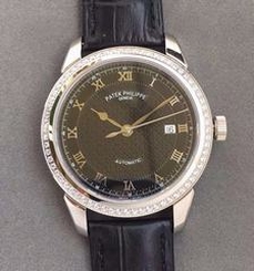 Patek Philippe Calatrava 5296 Stainless Steel & Diamonds Black Dial Swiss 324SC
