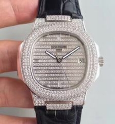 Patek Philippe Nautilus Jumbo 5719/1G-001 DM Stainless Steel & Diamonds Diamond Dial Swiss 324SC