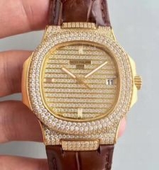 Patek Philippe Nautilus Jumbo 5719/1G-001 DM Yellow Gold & Diamonds Diamond Dial Swiss 324SC