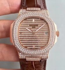 Patek Philippe Nautilus Jumbo 5719/1G-001 DM Rose Gold & Diamonds Diamond Dial Swiss 324SC