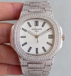 Patek Philippe Nautilus Jumbo 5719/10G-010 MK Stainless Steel & Diamonds White Dial Swiss 324SC
