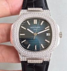 Patek Philippe Nautilus Jumbo 5719/1G-001 MK Stainless Steel & Diamonds Blue Dial Swiss 324SC