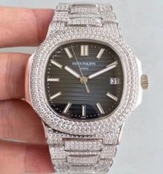 Patek Philippe Nautilus Jumbo 5719/10G-010 MK Stainless Steel & Diamonds Blue Dial Swiss 324SC