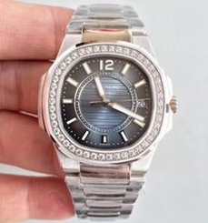 Patek Philippe Nautilus Ladies 7010/1G-010 JJ Stainless Steel & Diamonds Blue Dial Swiss Quartz E23-250 S C