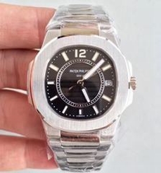 Patek Philippe Nautilus Ladies 7011/1G-010 JJ Stainless Steel Black Dial Swiss Quartz E23-250 S C