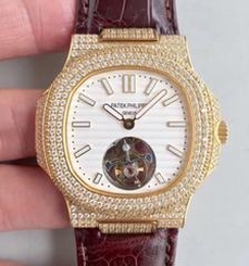 Patek Philippe Nautilus Jumbo 5711 2018 N Yellow Gold & Diamonds White Dial Swiss Tourbillon