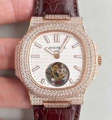 Patek Philippe Nautilus Jumbo 5711 2018 N Rose Gold & Diamonds White Dial Swiss Tourbillon