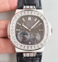 Patek Philippe Nautilus Moonphase 5712G-001 N Stainless Steel & Diamond Black Dial Swiss 240 PS IRM C LU