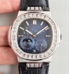 Patek Philippe Nautilus Moonphase 5712G-001 N Stainless Steel & Diamond Blue Dial Swiss 240 PS IRM C LU