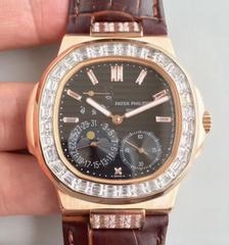  Patek Philippe Nautilus Moonphase 5712R-001 N Rose Gold & Diamond Black Dial Swiss 240 PS IRM C LU