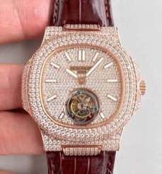 Patek Philippe Nautilus Jumbo 5711 R8 Rose Gold & Diamonds Diamond Dial Swiss Tourbillon