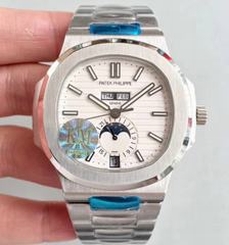 Patek Philippe Nautilus Annual Calendar Moonphase 5726/1A-010 KM V2 Stainless Steel White Dial Swiss 324 S QA LU 24H/303