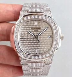 Patek Philippe Nautilus Jumbo 5719/10G-010 DM Stainless Steel & Diamonds Diamond Dial Swiss 324SC