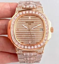 Patek Philippe Nautilus Jumbo 5719/10G-010 DM Rose Gold & Diamonds Diamond Dial Swiss 324SC