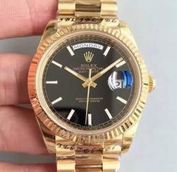Golden Rolex oyster perpetual Day-Date 118238 for Mens 40mm Black Dial