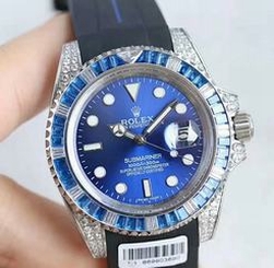 Rolex Glidelock oyster perpetual submariner for Mens 40mm blue rubber band