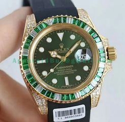 Rolex Glidelock oyster perpetual submariner for Mens 40mm Green rubber