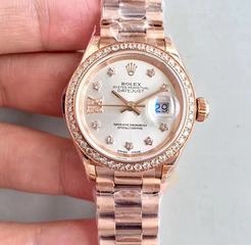 Rolex anchor 28mm oyster perpetual DateJust for Lady Women White Dial Diamonds