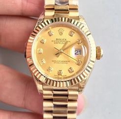 Women Rolex Yellow Golden Color Datejust Steel Band 28mm Diamonds