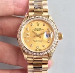 28mm Size Rolex Datejust for Lady Women Gold Color Swiss Movement