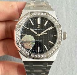 Audemars Piguet Royal Oak 15450 JF Stanless Steel & Diamonds Black Dial Swiss 3120