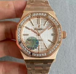 Replica Audemars Piguet Royal Oak 15450 JF Rose Gold & Diamonds Silver Dial Swiss 3120