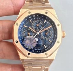 Audemars Piguet Royal Oak Perpetual Calendar 41MM 26574OR.OO.1220OR.01 JF Rose Gold Blue Dial Swiss 5134