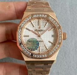 Replica Audemars Piguet Royal Oak 15450 JF Rose Gold & Diamonds Silver Dial Swiss 3120