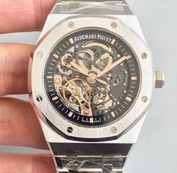 Audemars Piguet Royal Oak Double Balance Wheel Openworked 15407 JF Stainless Steel Black Skeleton Dial Swiss 3132
