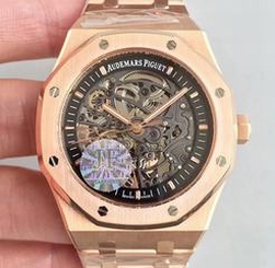 Audemars Piguet Royal Oak Double Balance Wheel Openworked 15407 JF Rose Gold Black Skeleton Dial Swiss 3132
