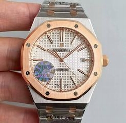 Audemars Piguet Royal Oak 15450 JF Stainless Steel & Rose Gold Silver Dial Swiss 3120