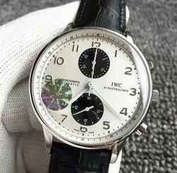 IWC Portugieser Chronograph IW3714-11 AJ Stainless Steel White & Black Dial Swiss 7750