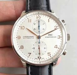 Replica IWC Portugieser Chronograph IW371445 ZF Stainless Steel & Diamonds White Dial Swiss 7750