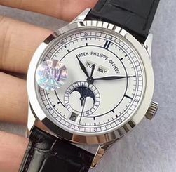 Patek Philippe 5396 wrist watch 40mm for mens white face black leather