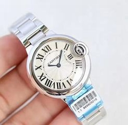 Ballon Bleu De Cartier 33MM W6920084 TW Stainless Steel Silver Dial Swiss Ronda Quartz