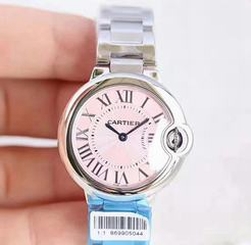 Ballon Bleu De Cartier 33MM W6920084 TW Stainless Steel Pink Dial Swiss Ronda Quartz