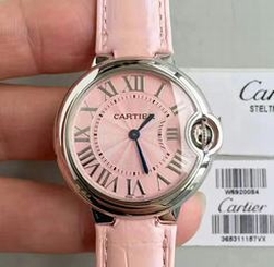 Ballon Bleu De Cartier 33MM W6920084 TW Leather Silver Dial Swiss Ronda Quartz