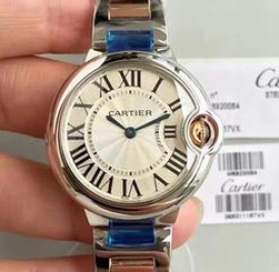 Ballon Bleu De Cartier 33MM W6920084 TW Stainless Steel Silver Dial Swiss Ronda Quartz