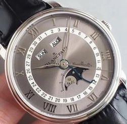 Blancpain Villeret 6654-1113-55B OM Stainless Steel Grey Dial Swiss 6654